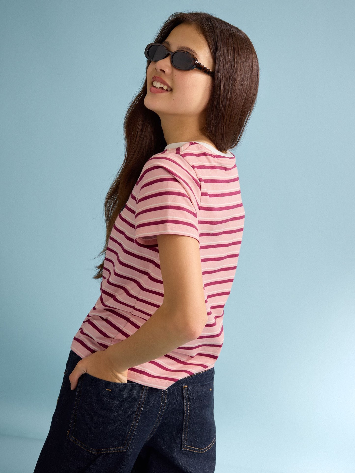 Dsiney Kidz - Lipsy Pink Stripe Graphic T-Shirt (5-16yrs) image 5