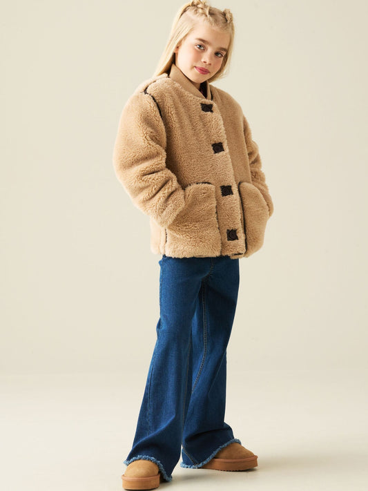 Dsiney Kidz - Angel & Rocket Brown Juniper Faux Leather Trim Bomber Jacket image 2