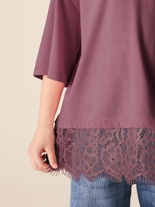 Dsiney Kidz - Berry Lace Hem T-Shirt (3-16yrs) image 2