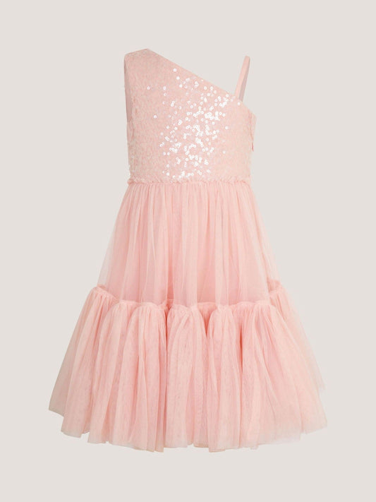 Monsoon Pink Asymmetrical Sequin Tulle Party Dress image 2