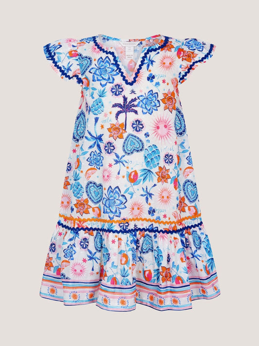 Dsiney Kidz - Monsoon Blue Summer Print Cotton Dress image 2