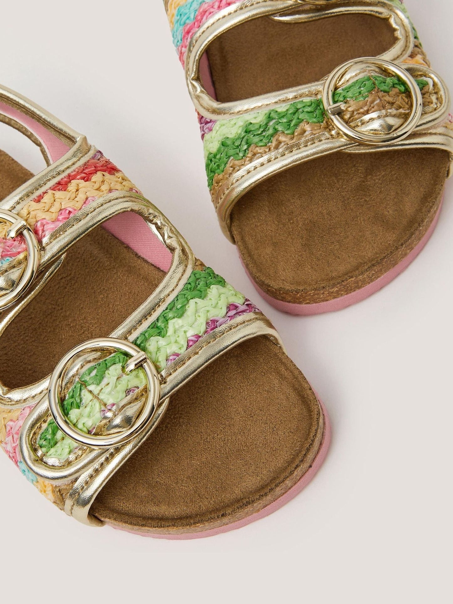 Monsoon Green Rainbow Stripe Sandals image 3