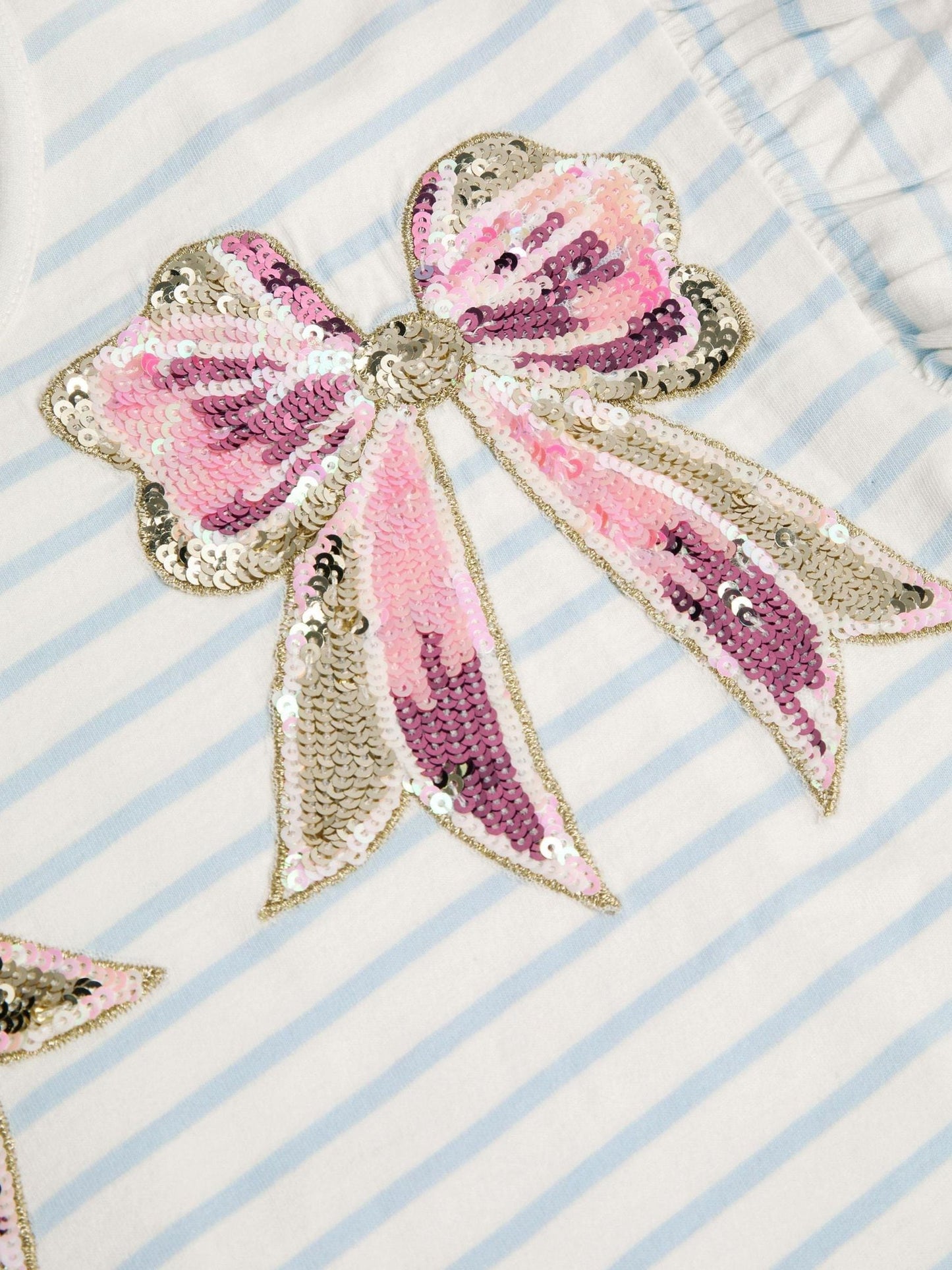 Monsoon Cream Sequin Bow Stripe T-Shirt image 4