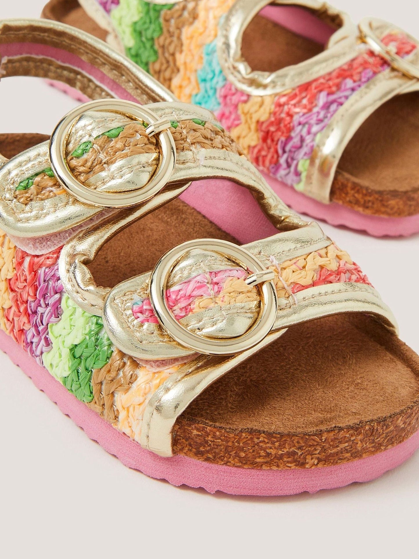 Monsoon Pink Baby Rainbow Stripe Sandals image 3