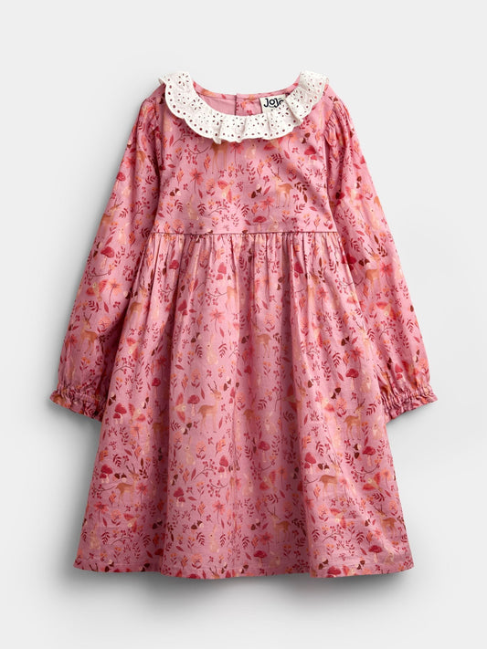 Dsiney Kidz - JoJo Maman Bébé Dark Red Woodland Character Dress & Knitted Vest Set image 2