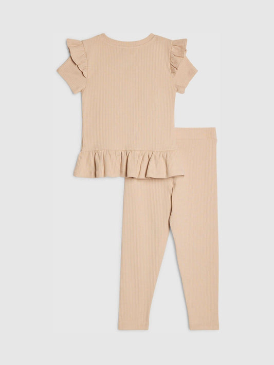 Dsiney Kidz - River Island Brown Peplum Top & Leggings Set image 2