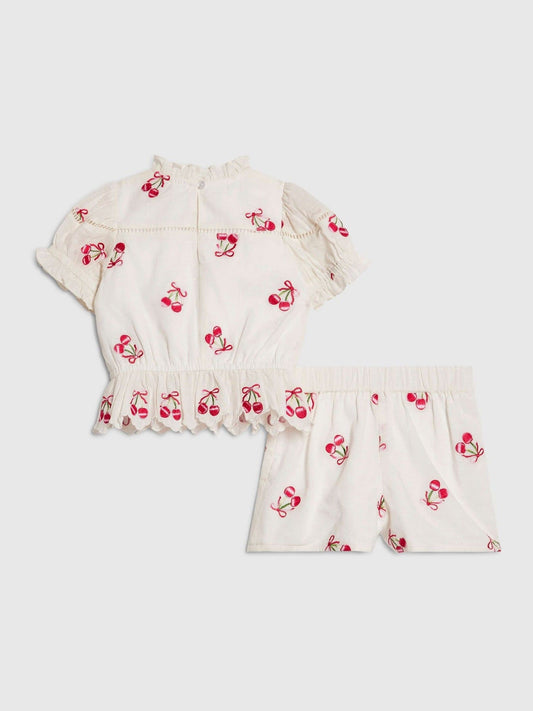 Dsiney Kidz - River Island White Cherry Frill Top & Rara Skort Set image 2