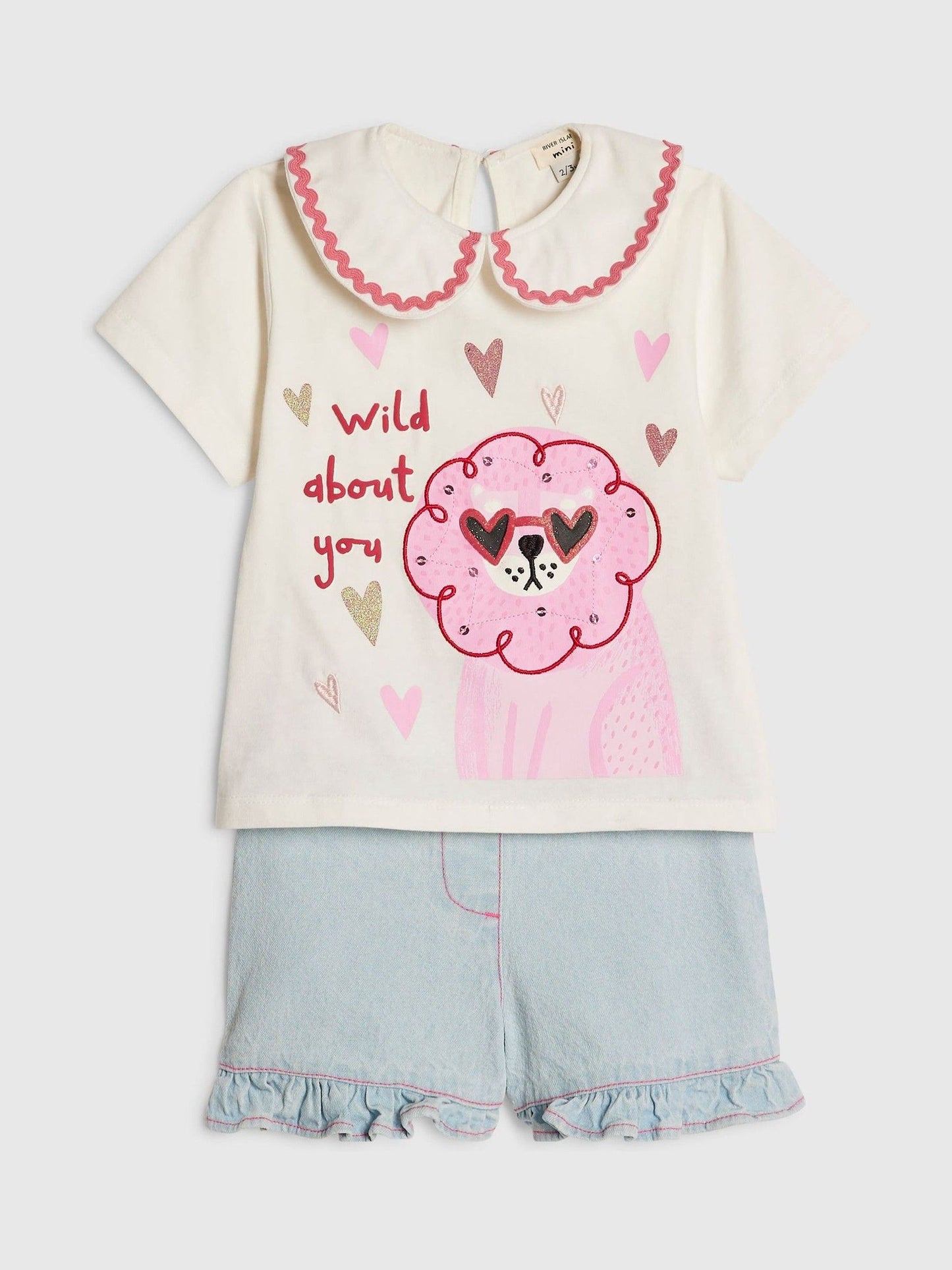 River Island White Abbie Rosie Collar Top& Short Set image 5