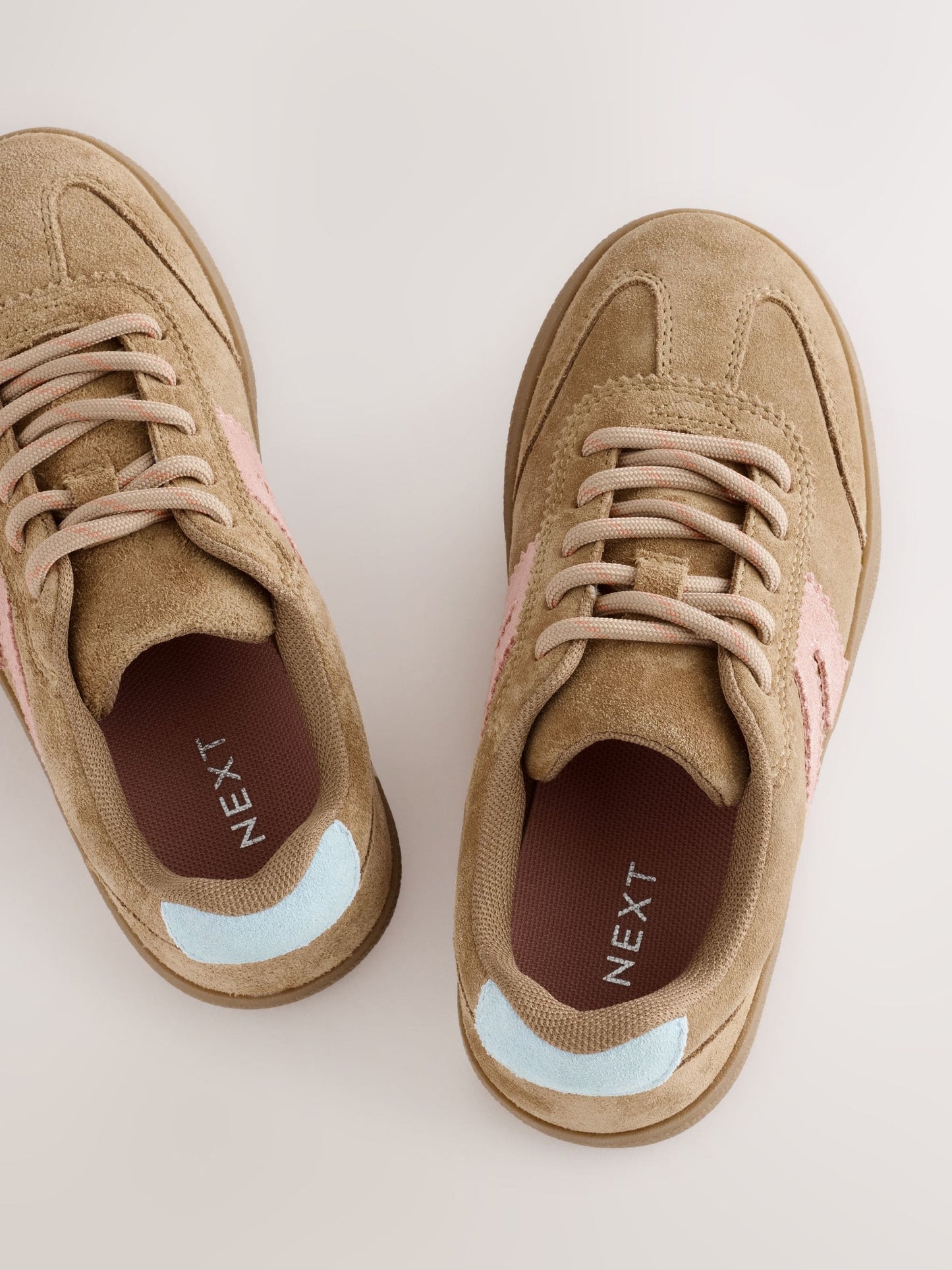 Tan/Pink Standard Fit (F) Retro Trainers image 5