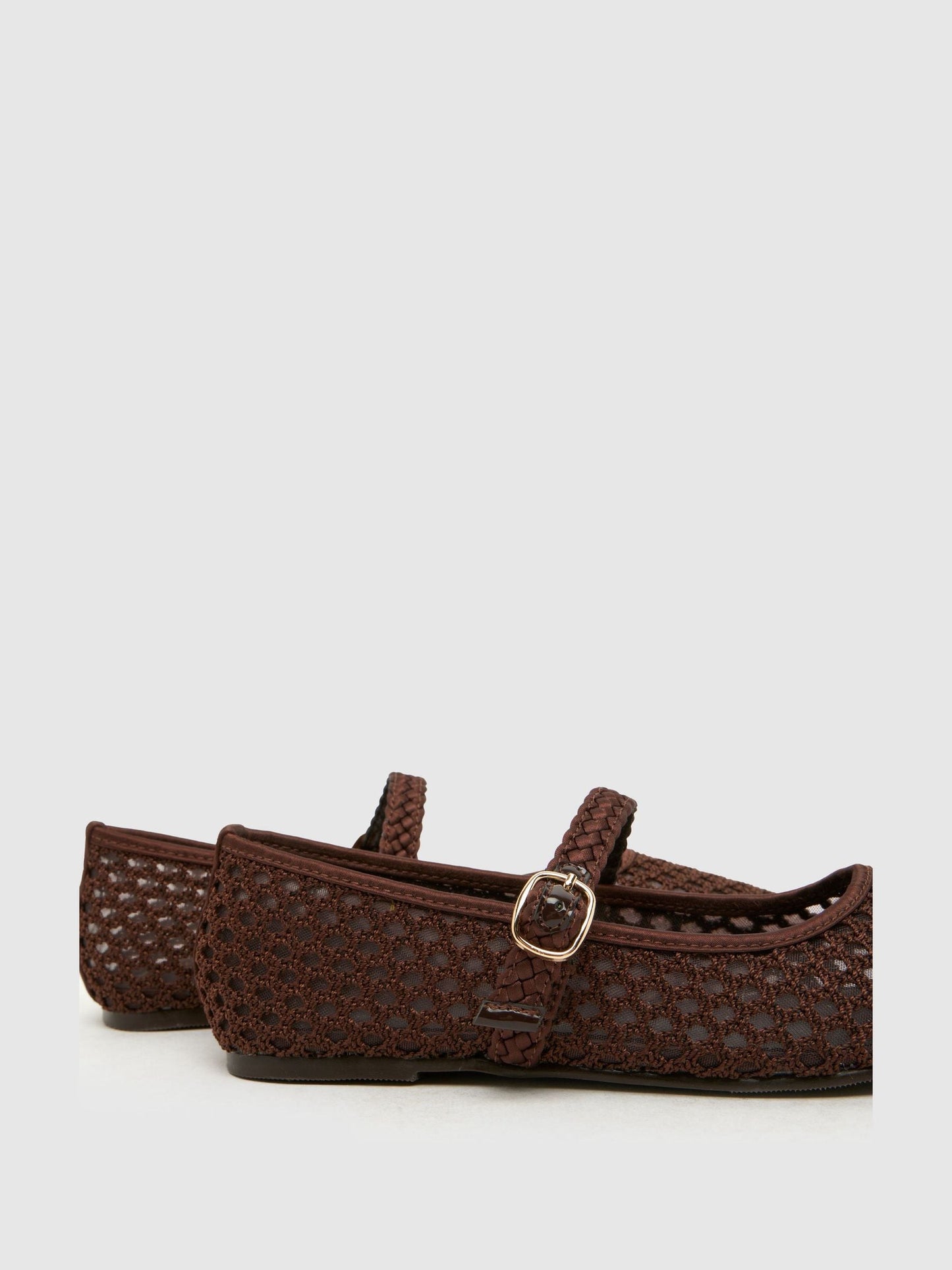 Schuh Brown Loveable Woven Ballerina Shoes image 4