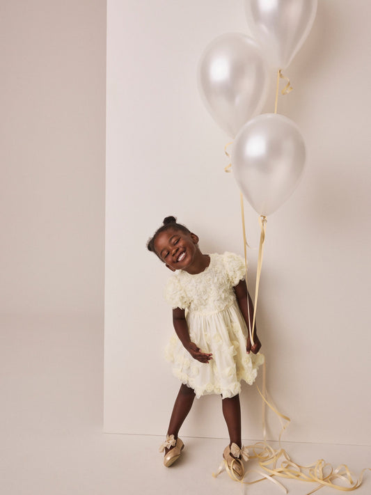 Dsiney Kidz - Ivory 3D Flower Occasion Dress (3mths-8yrs) image 2
