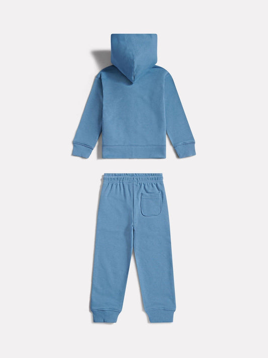 New Balance Blue Linear Logo FT Zip Through Hoodie & Joggers Set image 2