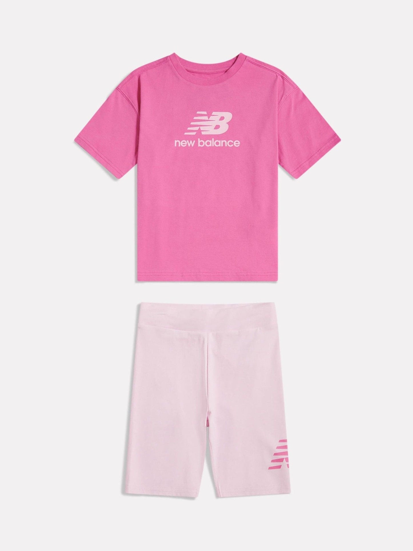 Dsiney Kidz - New Balance Pink Stacked Logo T-Shirt and Cycle Shorts Set image 6