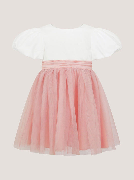 Dsiney Kidz - Monsoon Pink Baby Puff Sleeve Sateen Tulle Party Dress image 2
