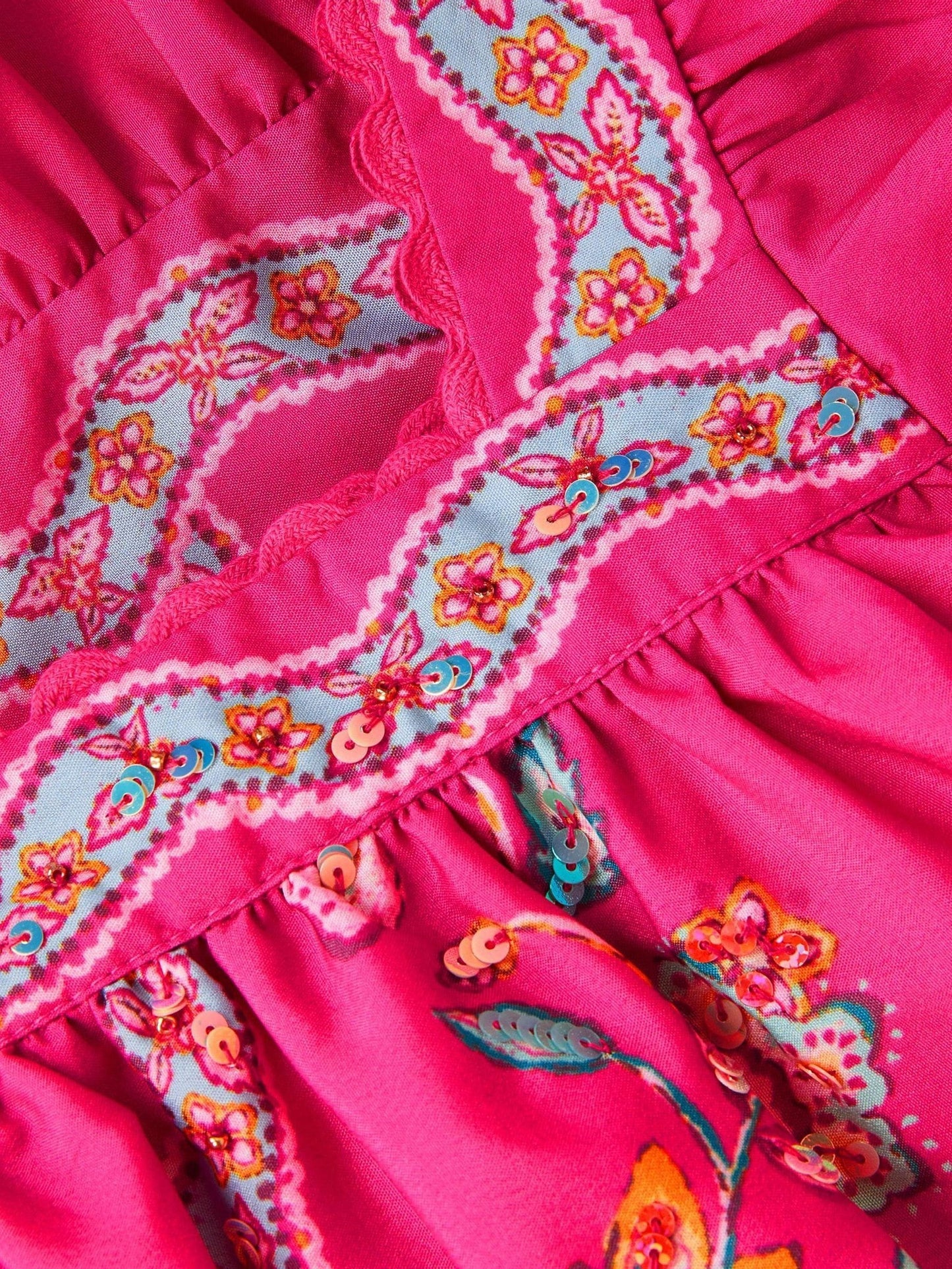 Monsoon Pink Ariella Sequin Print Scallop Trim Dress image 2