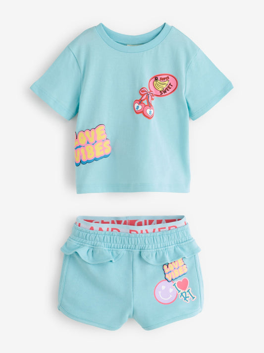 Dsiney Kidz - River Island Blue Iconic Vibes T-Shirt & Shorts Set image 2