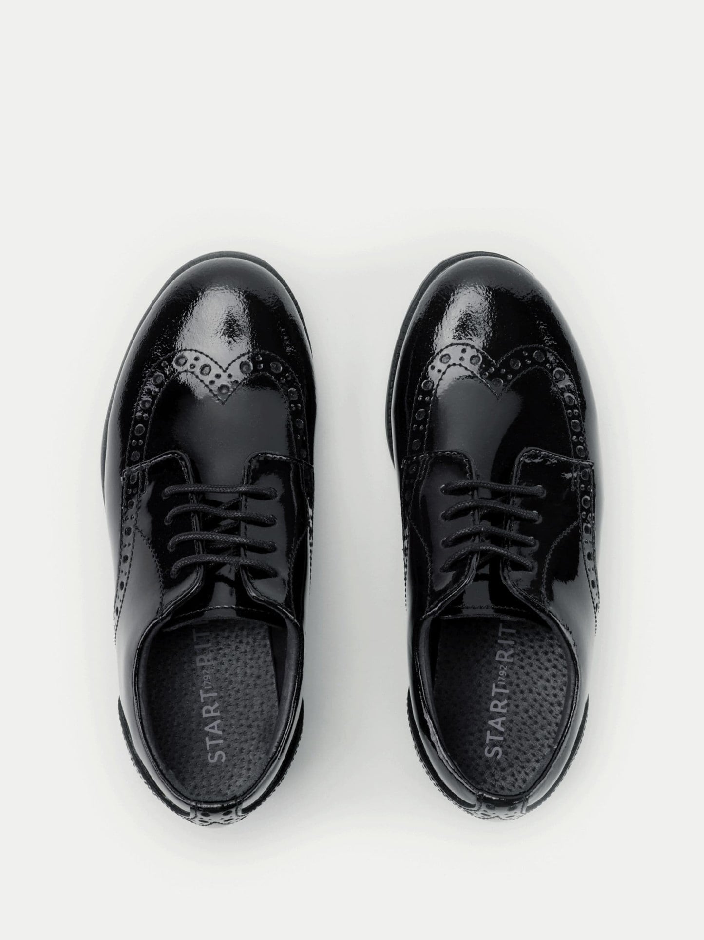 Black Patent Pri Brogue Lace-Up School Shoes F & G Fit image 2