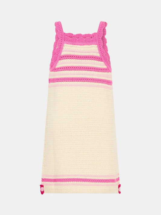 Angels By Accessorize Pink Flower Knit Crochet Dress image 2