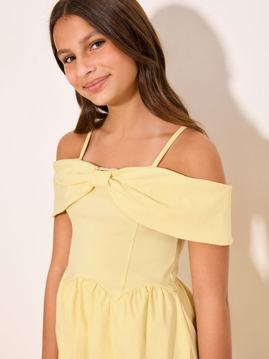 Dsiney Kidz - Lipsy Lemon Yellow Bardot Puffball Dress (5-16yrs) image 2