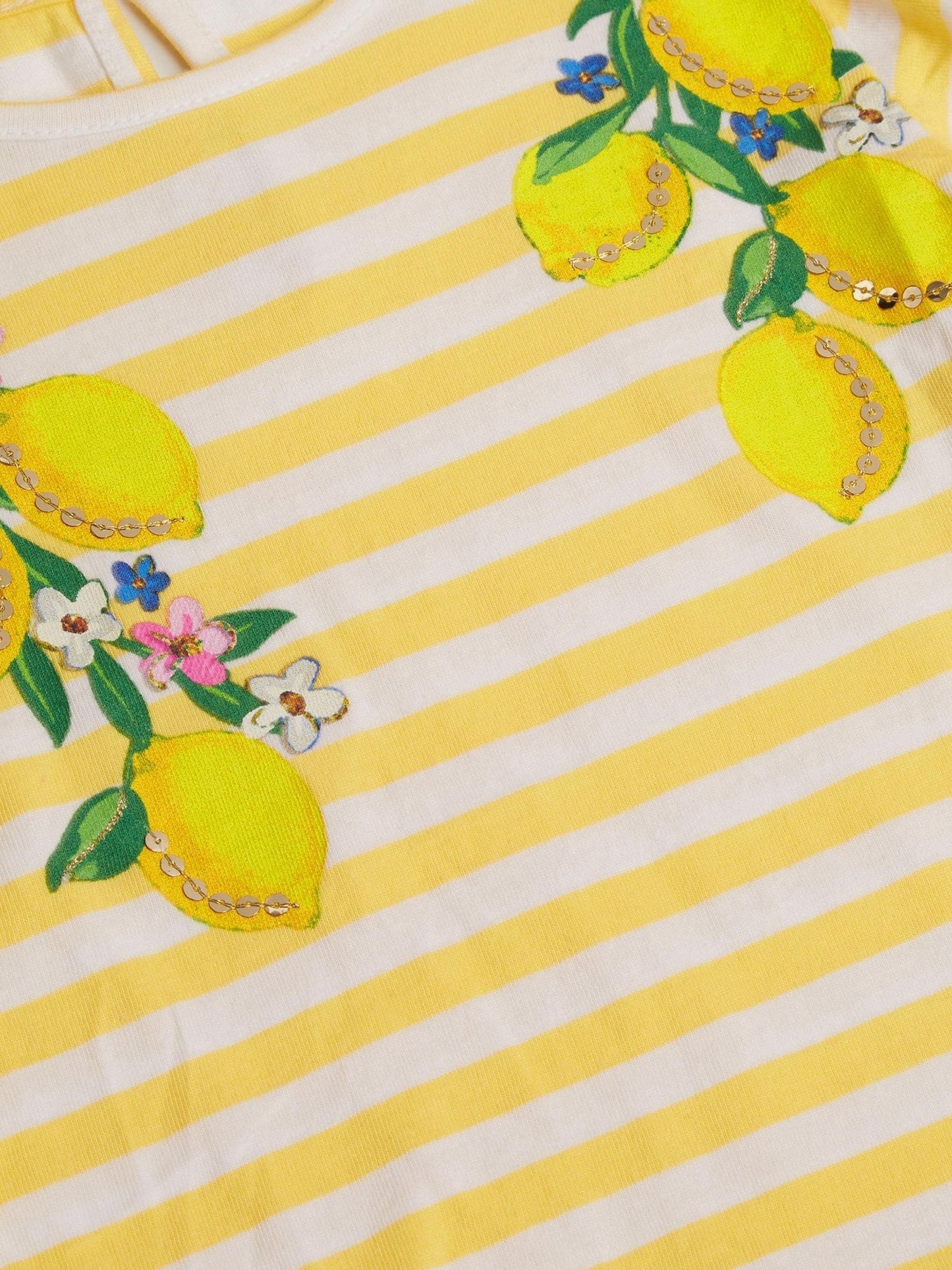 Monsoon Yellow Sequin Lemon Stripe T-Shirt image 3