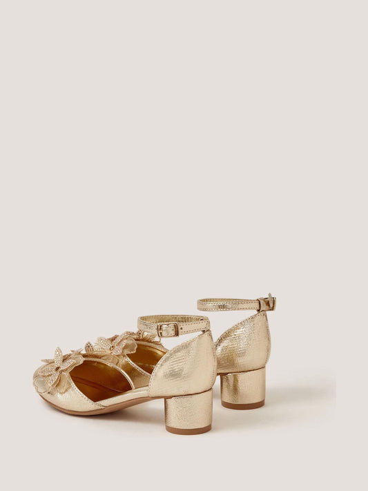 Monsoon Gold Diamanté Flower Block Heels image 2