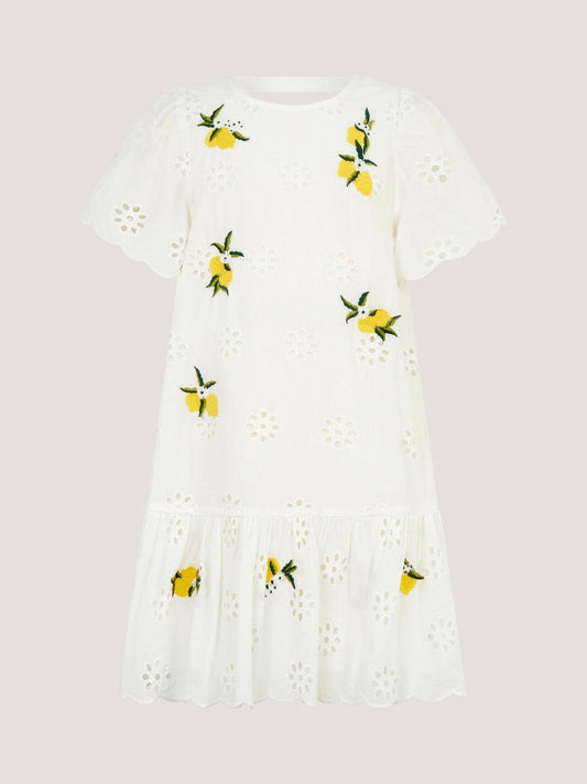Dsiney Kidz - Monsoon White Lemon Embroidered Broderie Dress image 2