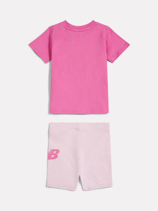 Dsiney Kidz - New Balance Pink Stacked Logo T-Shirt and Cycle Shorts image 2