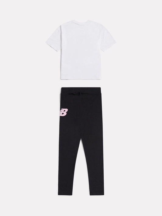 Dsiney Kidz - New Balance White Floral Shoe Graphic T-Shirt and Leggings Set image 2