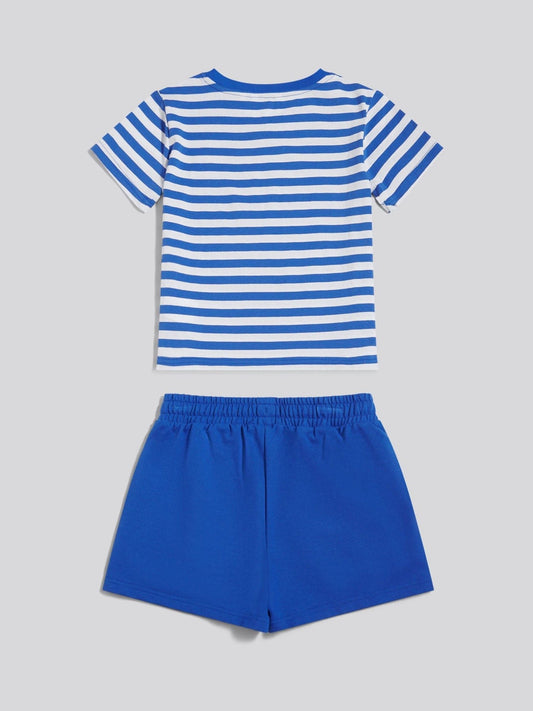 Dsiney Kidz - U.S. Polo Assn Blue Stripe V-Neck T-Shirt & Sweat Shorts Set image 2