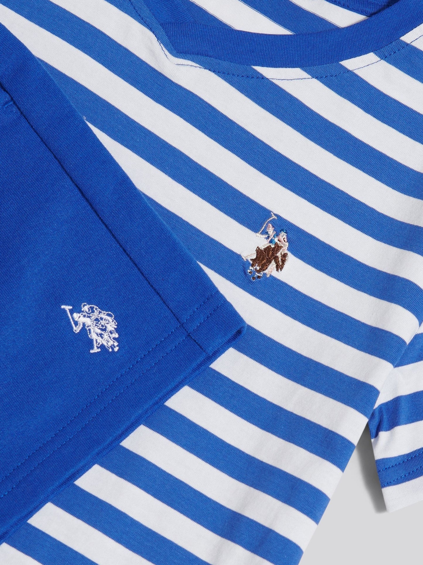 Dsiney Kidz - U.S. Polo Assn Blue Stripe V-Neck T-Shirt & Sweat Shorts Set image 3