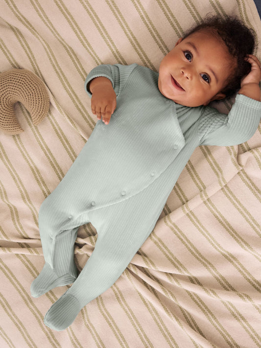 Blue Velour Baby Sleepsuits 2 Pack - image 2