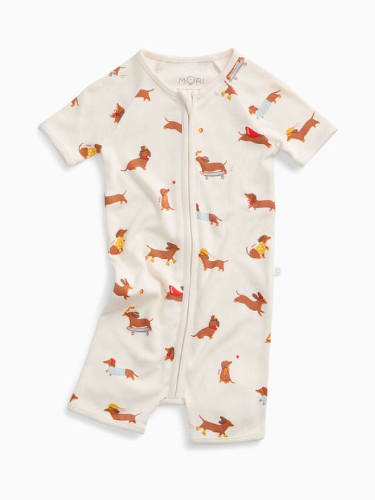 MORI Cream Sausage Dog Supersoft Summer Zip Up Romper image 2