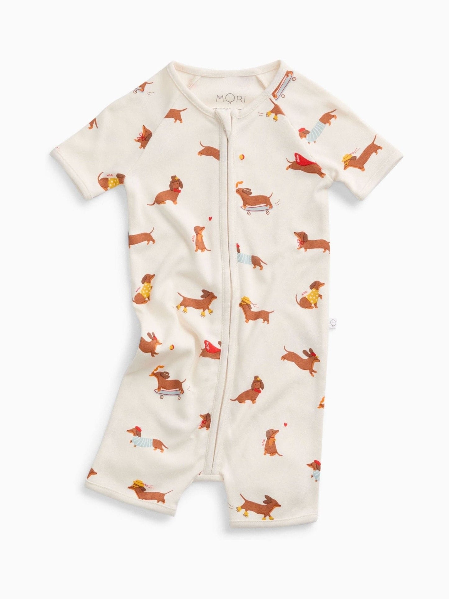 MORI Cream Sausage Dog Supersoft Summer Zip Up Romper image 2