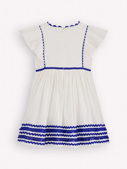 Boden Cream Flutter Sleeve Ric Rac Dress image 2