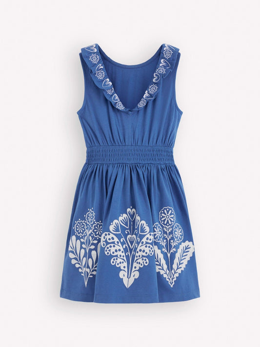 Boden Blue Embroidered V-back Dress image 2