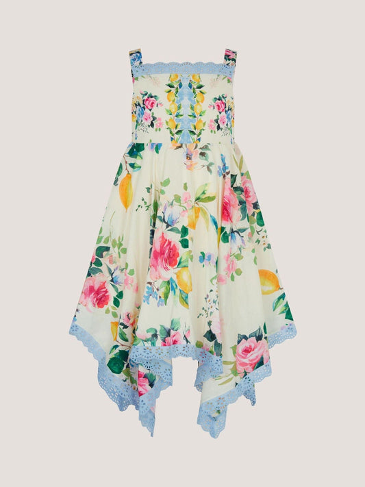 Dsiney Kidz - Monsoon White Amalfi Lemon Print Hanky Hem Dress image 2