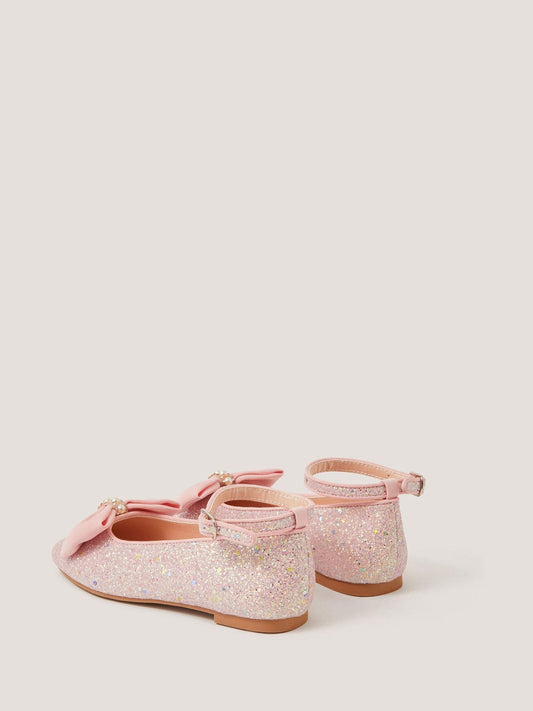 Monsoon Pink Bow Glitter Ballet Flats image 2