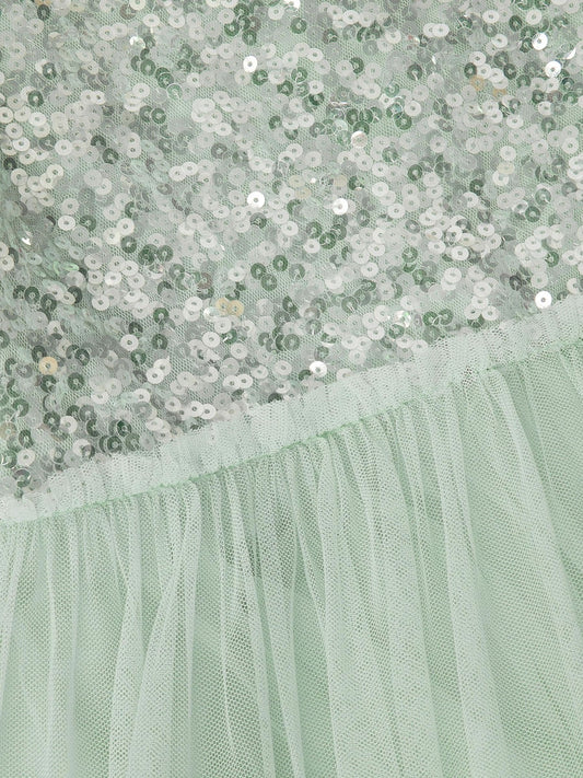 Dsiney Kidz - Monsoon Green Asymmetrical Sequin Tulle Party Dress image 2