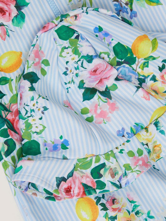 Dsiney Kidz - Monsoon Blue Baby Floral Stripe UPF50+ Swimsuit & Sun Hat image 2