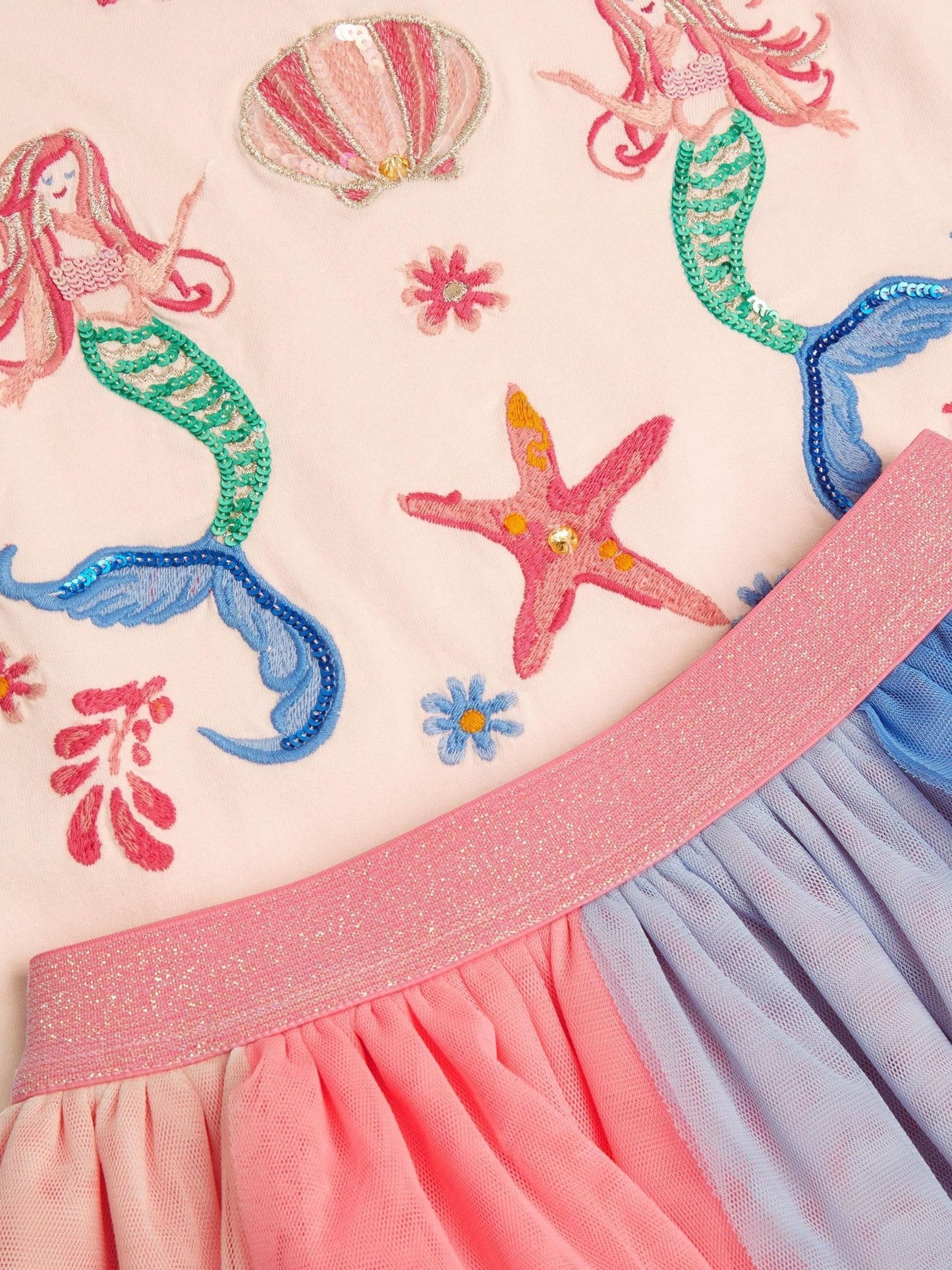 Monsoon Pink Mermaid T-Shirt & Mesh Disco Skirt Set image 2
