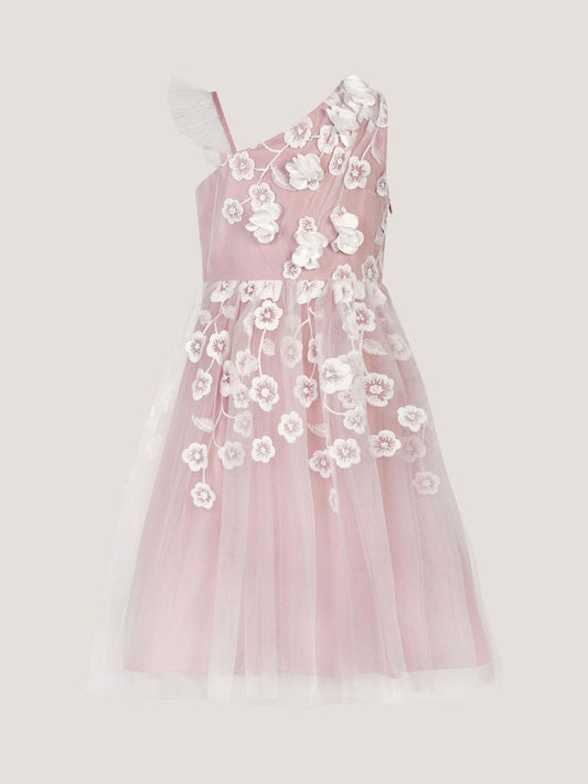 Dsiney Kidz - Monsoon Pink Liza Embroidered Asymmetrical Party Dress image 2