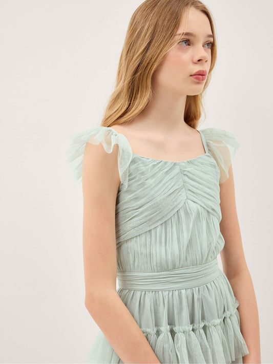Dsiney Kidz - Monsoon Green Faith Tulle Ruffle Prom Dress image 2