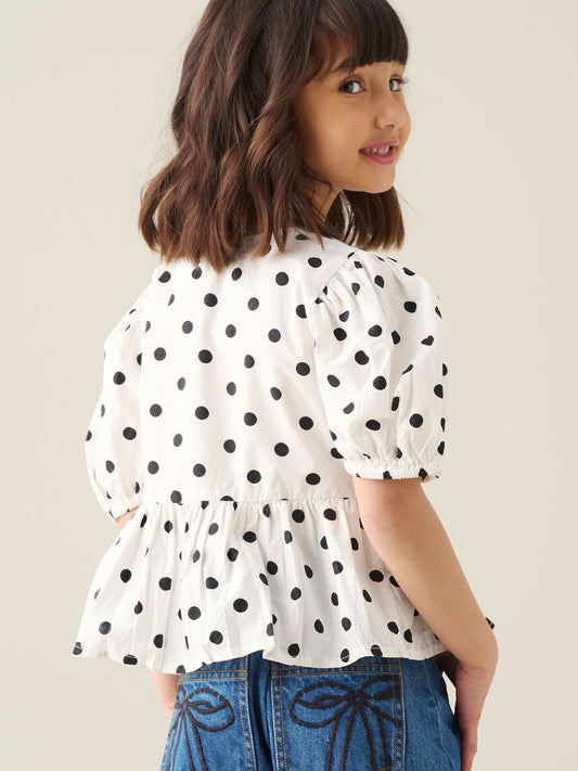 Dsiney Kidz - Angel & Rocket White Amber Polka Dot Tie Front Top image 2