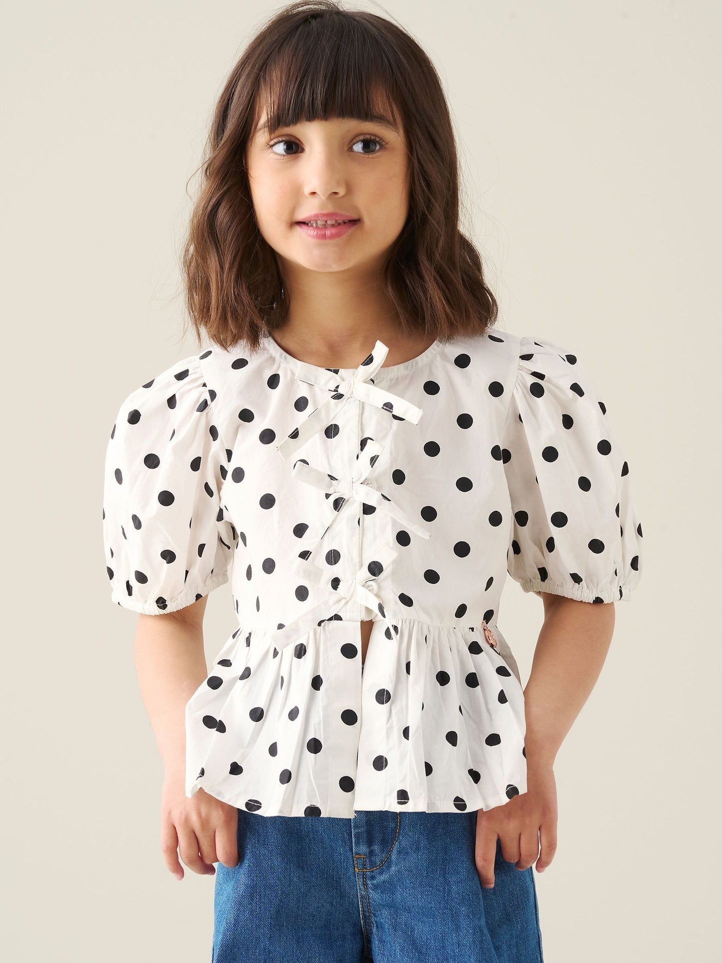 Dsiney Kidz - Angel & Rocket White Amber Polka Dot Tie Front Top image 4