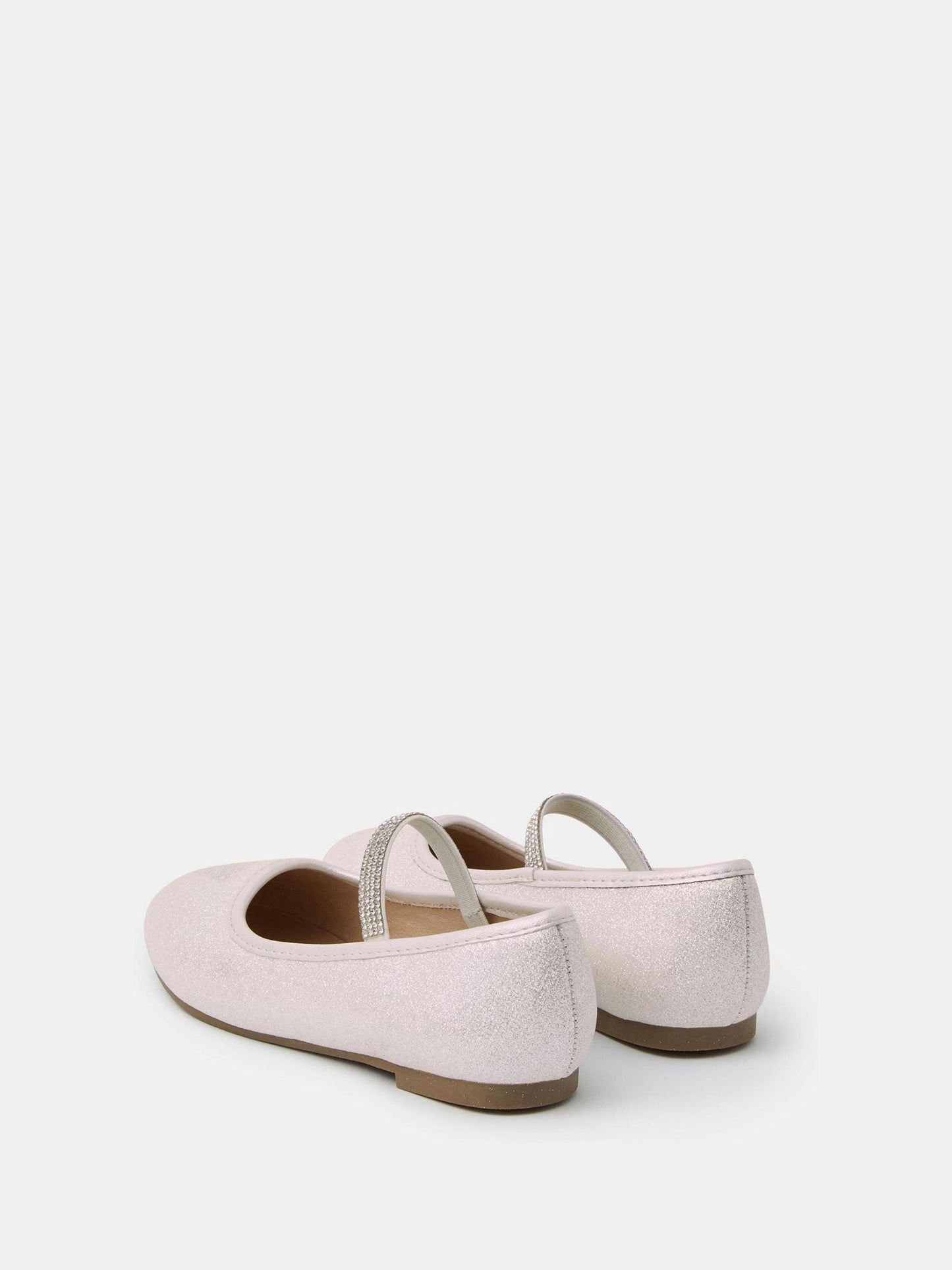 Angels By Accessorize Cream Girls Diamanté Strap Ballet Flats image 3