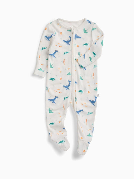 MORI Cream Ocean Dreams Supersoft Two Way Zip Up Sleepsuit image 2