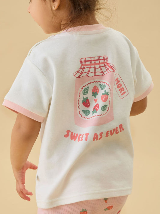 Dsiney Kidz - MORI Pink Sweet Strawberry Oversized Cotton T-Shirt image 2