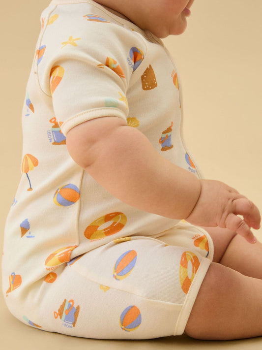 MORI Cream Beach Day Summer Supersoft Zip Up Romper image 2