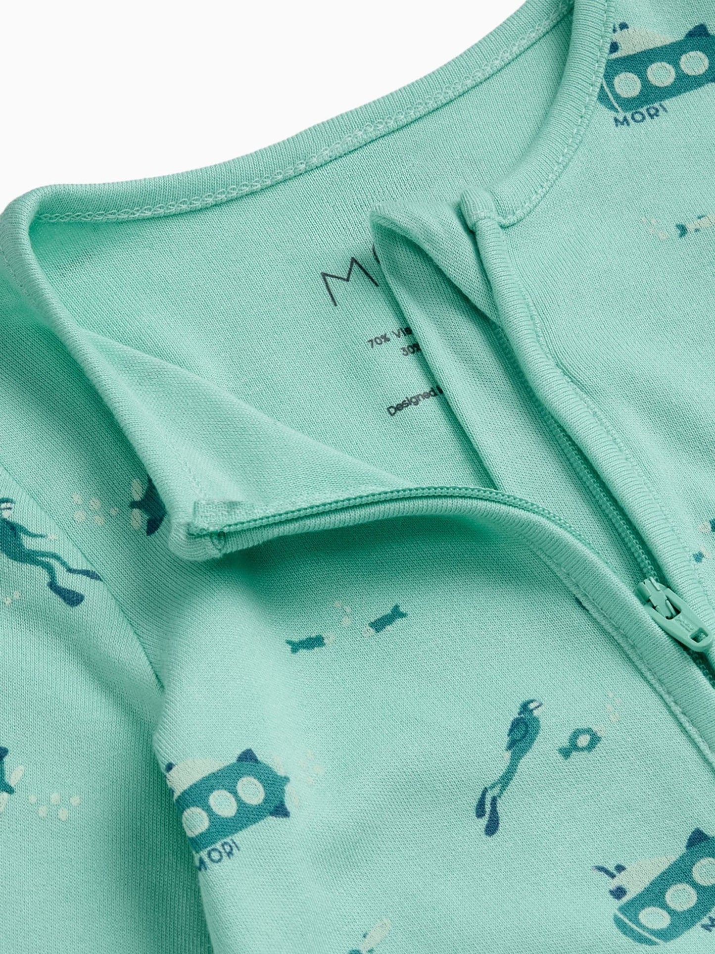 MORI Green Submarine Sleep Supersoft Two Way Zip Up Sleepsuit image 6