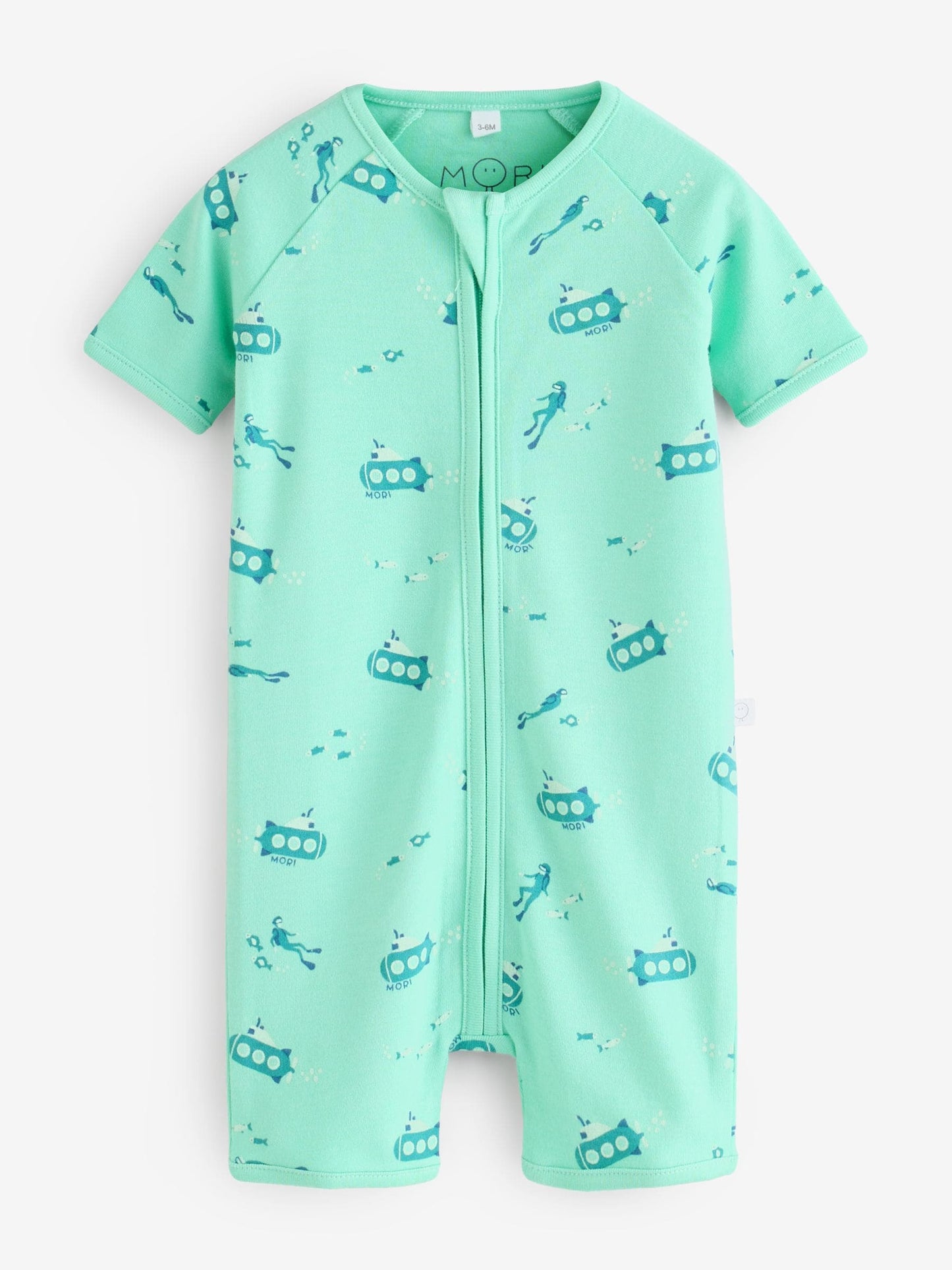 MORI Green Submarine Sleep Summer Zip Up Romper image 1